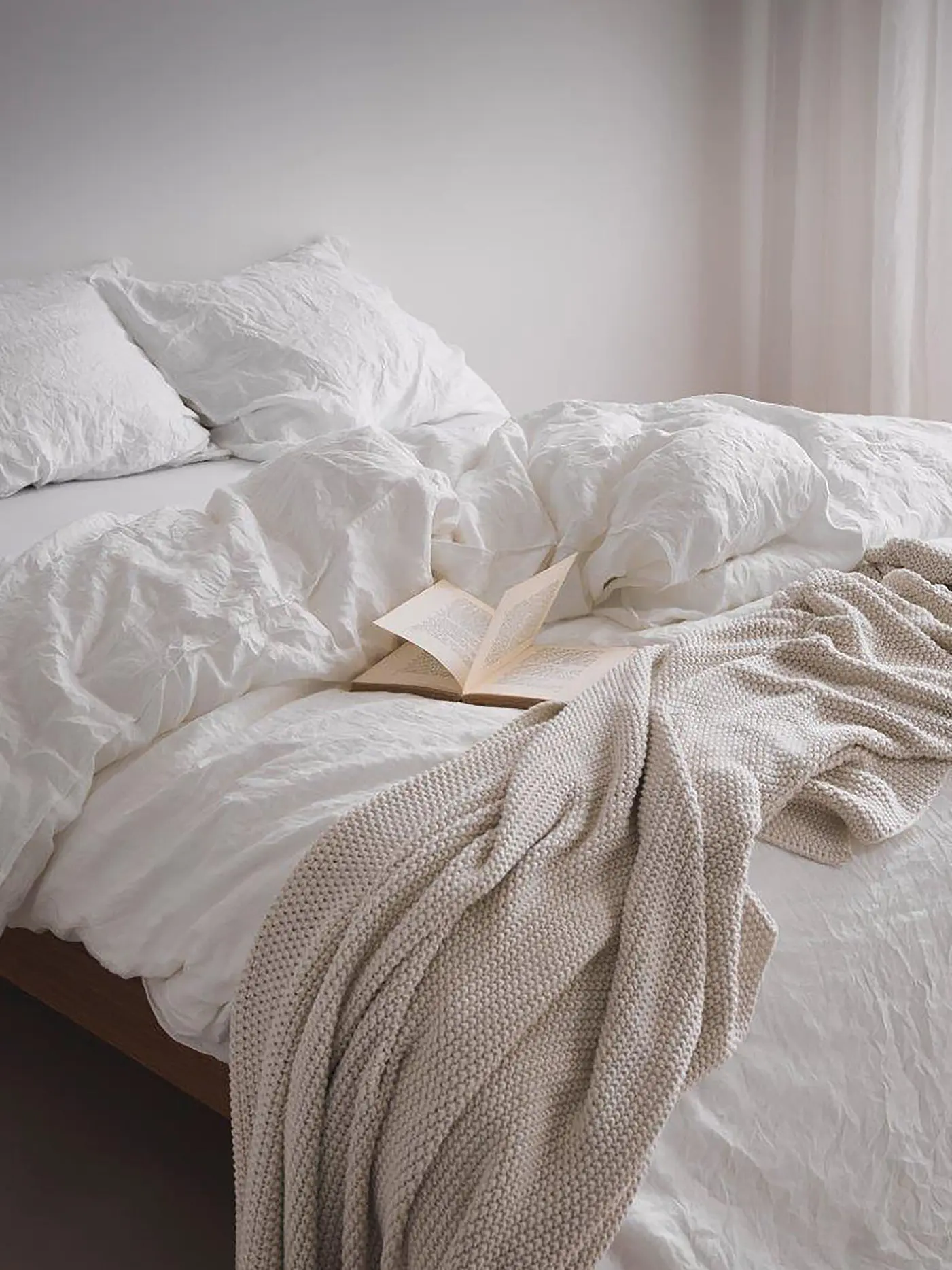 MARC O'POLO HOME | Leinen Bettwäsche Valka 70x90cm / 140x200cm Powder Blue | weiss